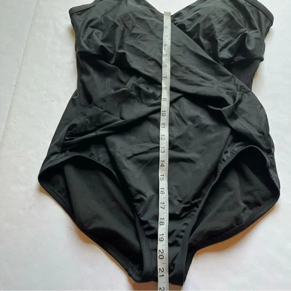 Embrace Your Curves by Miracle Women's One piece Black V neck Swim Suit Size 1X